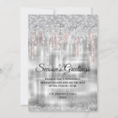 Kerst nieuwjaar zilver roos gouden glitter druppel (Voorkant)