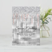 Kerst nieuwjaar zilver roos gouden glitter druppel (Staand voorkant)