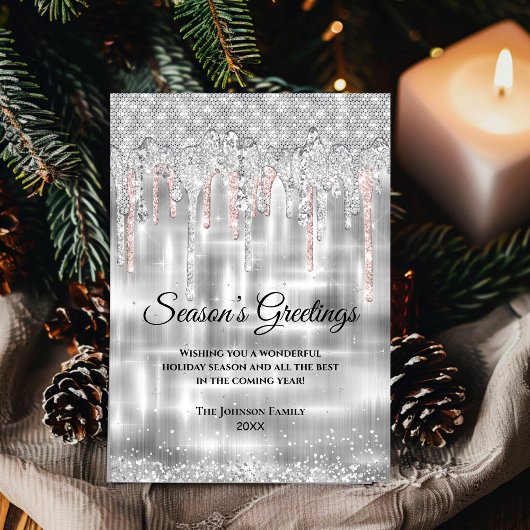 Kerst nieuwjaar zilver roos gouden glitter druppel