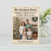 Kerst Nieuwsbrief Familie Fotokrant Feestdagenkaart (Staand voorkant)