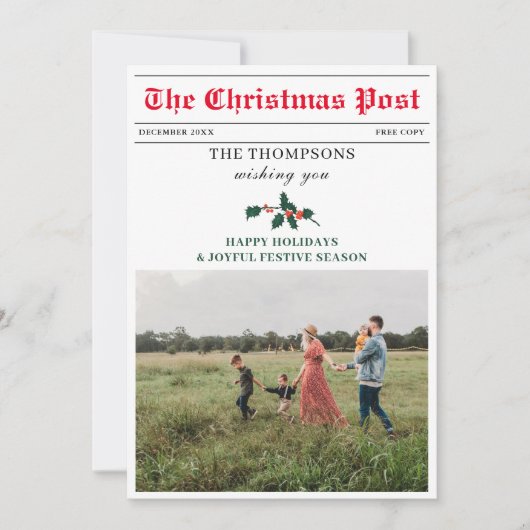 Kerst Nieuwsbrief Familiefoto Uniek Feestdagenkaart (Voorkant)