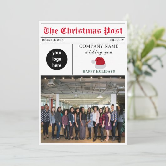 Kerst Nieuwsbrief Zakelijk Feestdagenkaart (Staand voorkant)