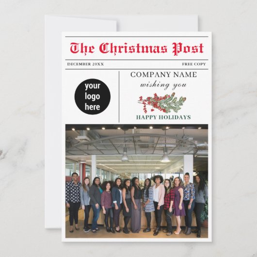 Kerst Nieuwsbrief Zakelijk Feestdagenkaart (Voorkant)