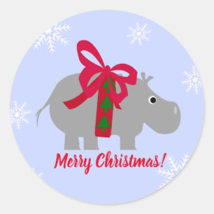Kerst Nijlpaard Papier Vakantiedekoratie Stickers