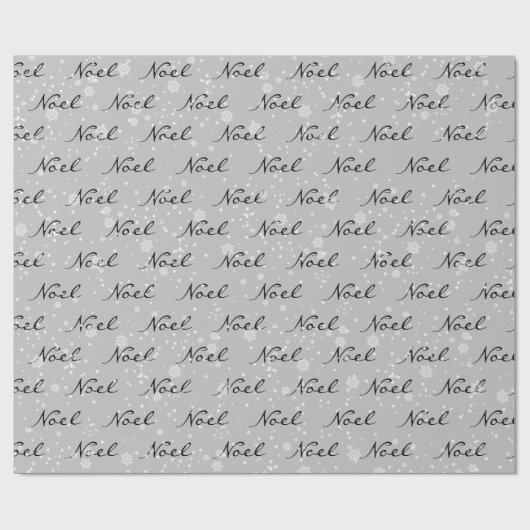 Kerst Noel Tekst in Sneeuwvlokken Cadeaupapier (Vlak)
