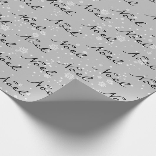 Kerst Noel Tekst in Sneeuwvlokken Cadeaupapier (Hoek)