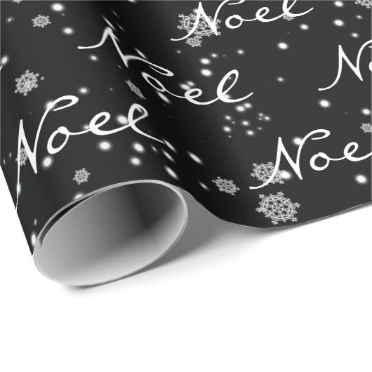 Kerst Noël tekst in sneeuwvlokken inpakpapier (Rol Hoek)