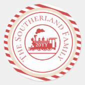 Kerst Noordpool Express trein gepersonaliseerd Ronde Sticker (Voorkant)
