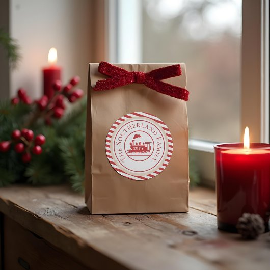 Kerst Noordpool Express trein gepersonaliseerd Ronde Sticker