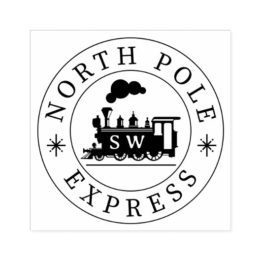 Kerst Noordpool Express trein monogram Rubberstempel (Afrduk)