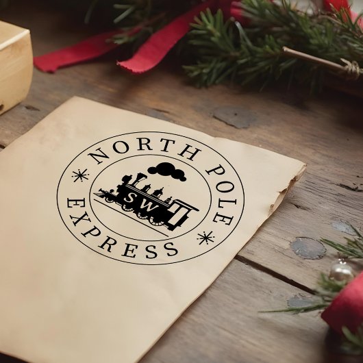 Kerst Noordpool Express trein monogram Rubberstempel