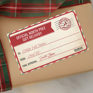 Kerst Noordpool Levering Aangepaste Naam Pakket Rechthoekige Sticker