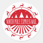 Kerst Noordpool Postzeger Ronde Sticker (Voorkant)
