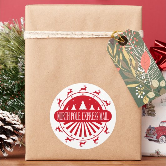 Kerst Noordpool Postzeger Ronde Sticker (Feestdagen)