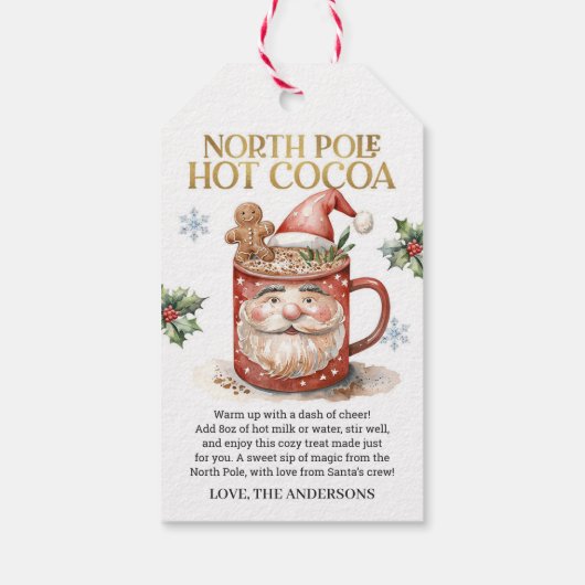 Kerst Noordpool Santa Hot Cocoa Cadeaulabel (Achterkant)