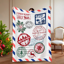 Kerst Noordpool Santa Post Fleece Deken