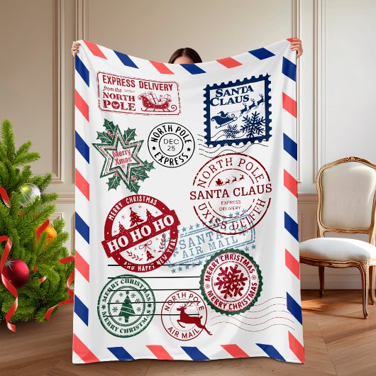 Kerst Noordpool Santa Post  Fleece Deken