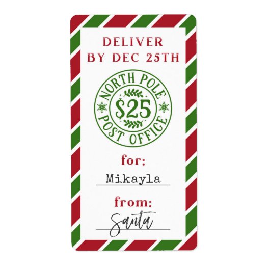 Kerst Noordpool van Santa Gift Sticker (Voorkant)