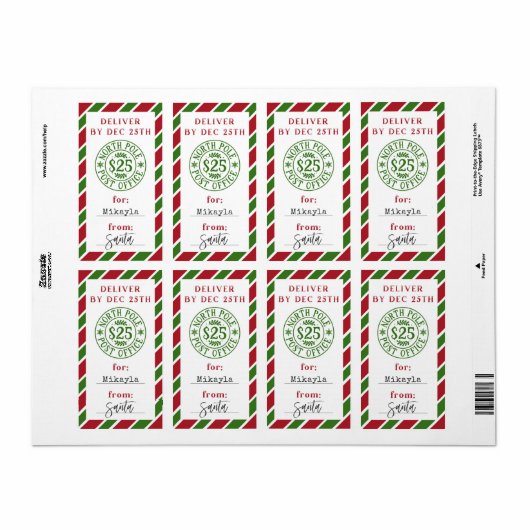 Kerst Noordpool van Santa Gift Sticker (Full Sheet)