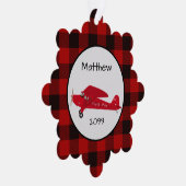 Kerst Noordpool Vliegtuig - Cadeau Label - Ornament Kaart (Rechts)