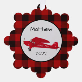 Kerst Noordpool Vliegtuig - Cadeau Label - Ornament Kaart