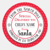 Kerst Noordpool Werkplaats Aangepaste Naam Ronde Sticker (Voorkant)