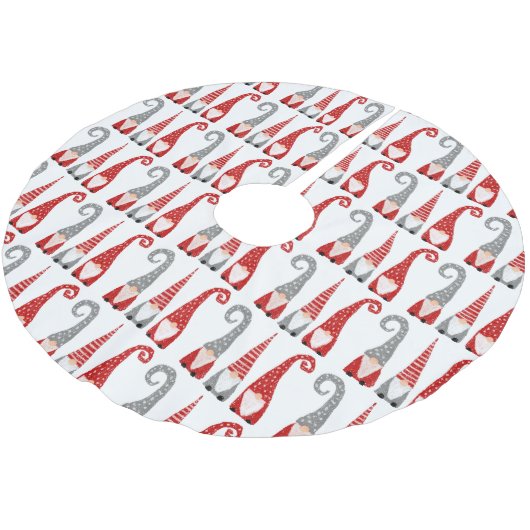 Kerst-noordse gnomen Red White Grey Pattern Kerstboom Rok (Gekanteld)