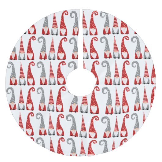 Kerst-noordse gnomen Red White Grey Pattern Kerstboom Rok (Voorkant)