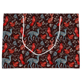 Kerst Noordse Patroonontwerper, konijn, rode vogel Groot Cadeauzakje