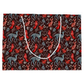 Kerst Noordse Patroonontwerper, konijn, rode vogel Groot Cadeauzakje (Achterkant)