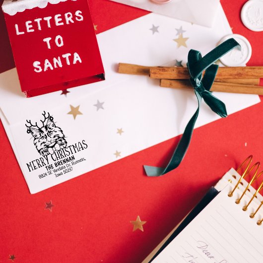 Kerst Noorse Boskat Retouradres Rubberstempel