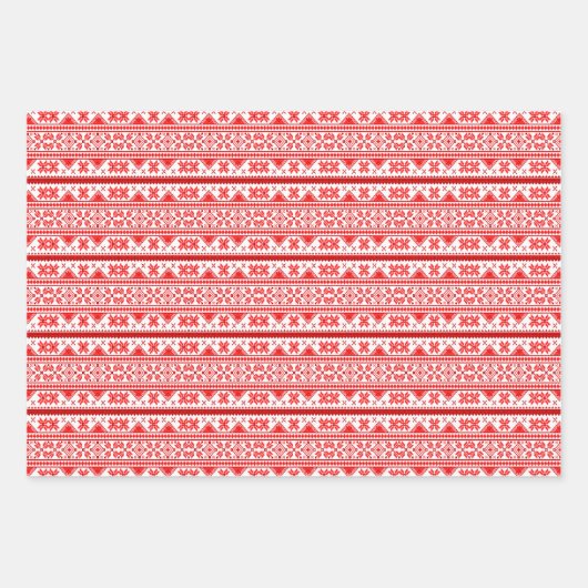 Kerst-Noorse Sweater Red Pset Snowman Inpakpapier Vel (Voorkant)