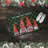 Kerst Nordic Family Gnomen Groen Plaid Deurmat