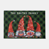 Kerst Nordic Family Gnomen Groen Plaid Deurmat (Voorkant)