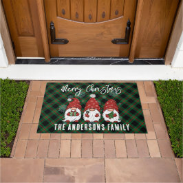 Kerst Nordic Family Gnomen Groen Plaid Deurmat