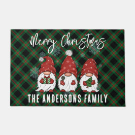 Kerst Nordic Family Gnomen Groen Plaid Deurmat