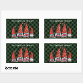 Kerst Nordic Family Gnomen Groen Plaid Rechthoekige Sticker (Vel)