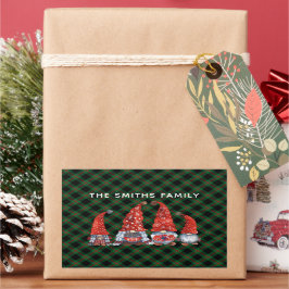 Kerst Nordic Family Gnomen Groen Plaid Rechthoekige Sticker