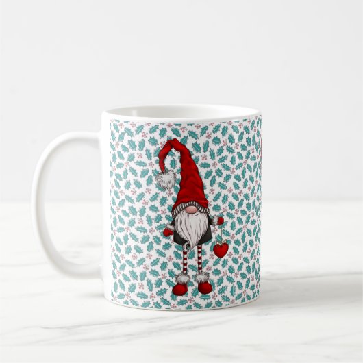 Kerst Nordic Gnome Mistletoe Patroon Koffiemok (Links)