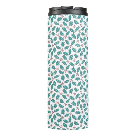 Kerst Nordic Gnome Mistletoe Patroon met naam Thermosbeker (Achterkant)