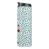 Kerst Nordic Gnome Mistletoe Patroon met naam Thermosbeker (Geroteerd rechts)