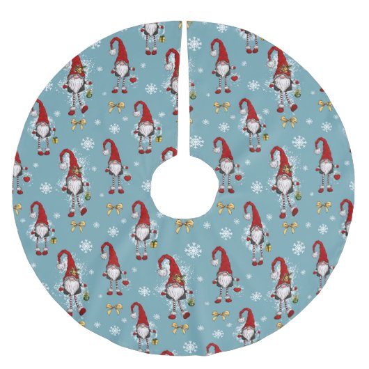 Kerst Nordic Gnomen Blauw Patroon Kerstboom Rok (Voorkant)