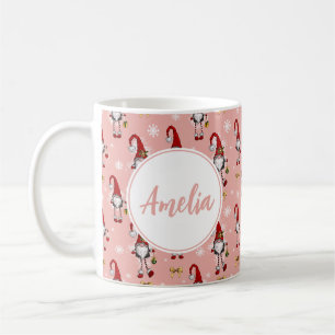 Kerst Nordic Gnomes Roze Patroon Met Naam Koffiemok