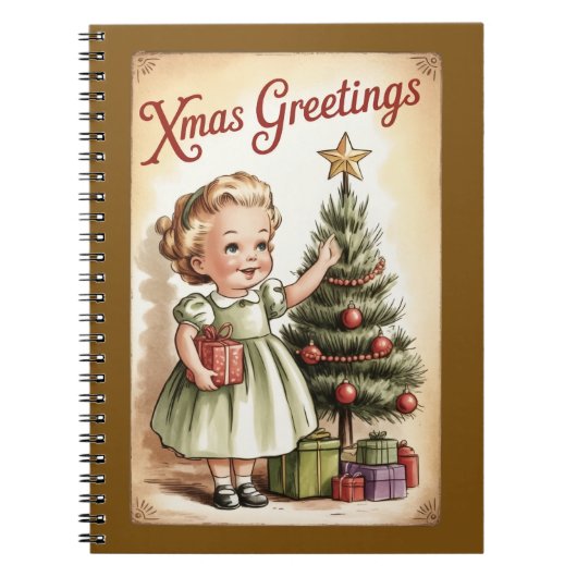 Kerst Notebook in Vintage Stijl Notitieboek (Voorkant)
