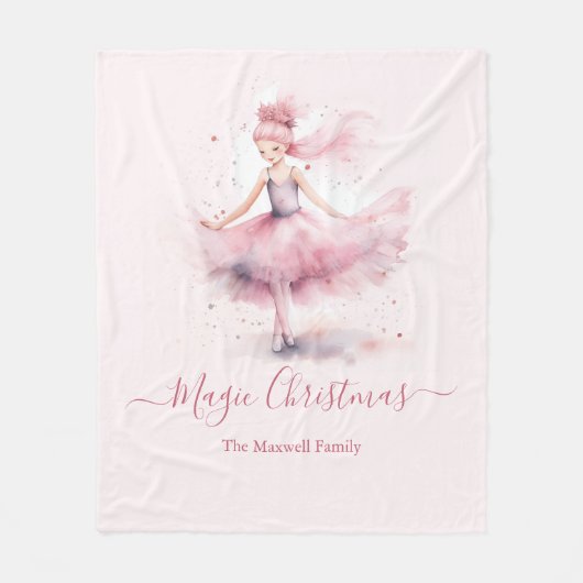 Kerst notenkraker ballerina familienaam fleece deken (Voorkant)