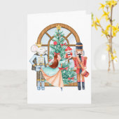 Kerst Notenkraker Ballerina Muis Koning Kaart (Gele Bloem)