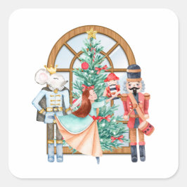 Kerst Notenkraker Ballerina Muis Koning Vierkante Sticker