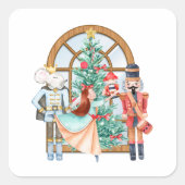 Kerst Notenkraker Ballerina Muis Koning Vierkante Sticker (Voorkant)