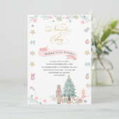 Kerst Notenkraker Ballet Roze waterverf baby s Kaart (Staand voorkant)