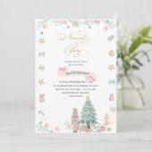 Kerst Notenkraker Ballet Roze waterverf baby s Kaart (Staand voorkant)